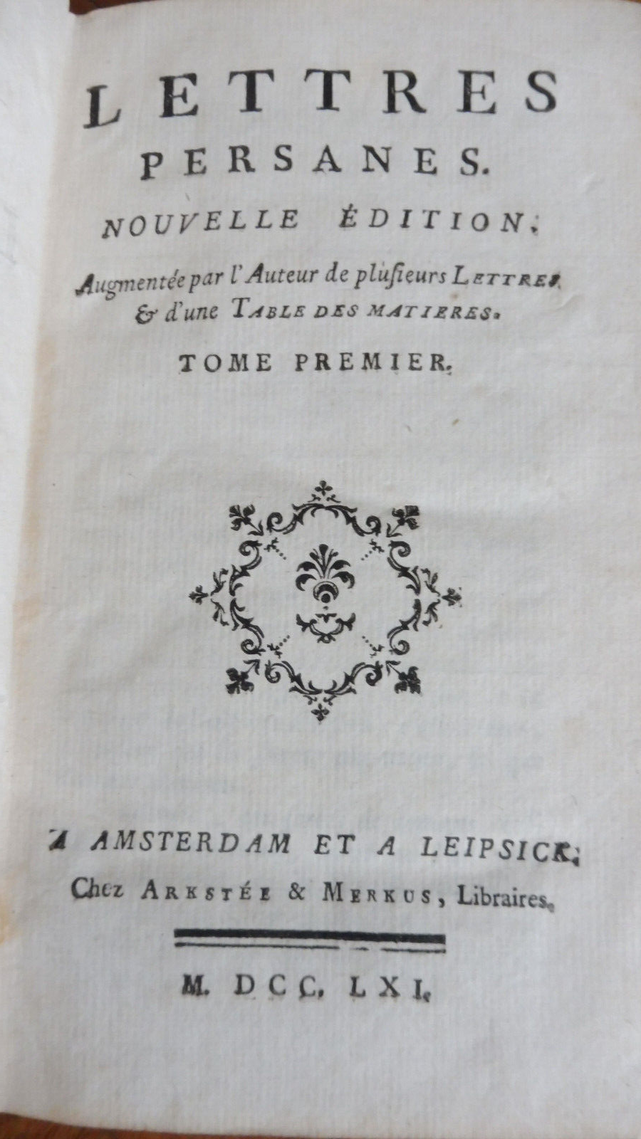 Les Lettres persanes (Montesquieu) 1761 2 tomes en 1 vol.