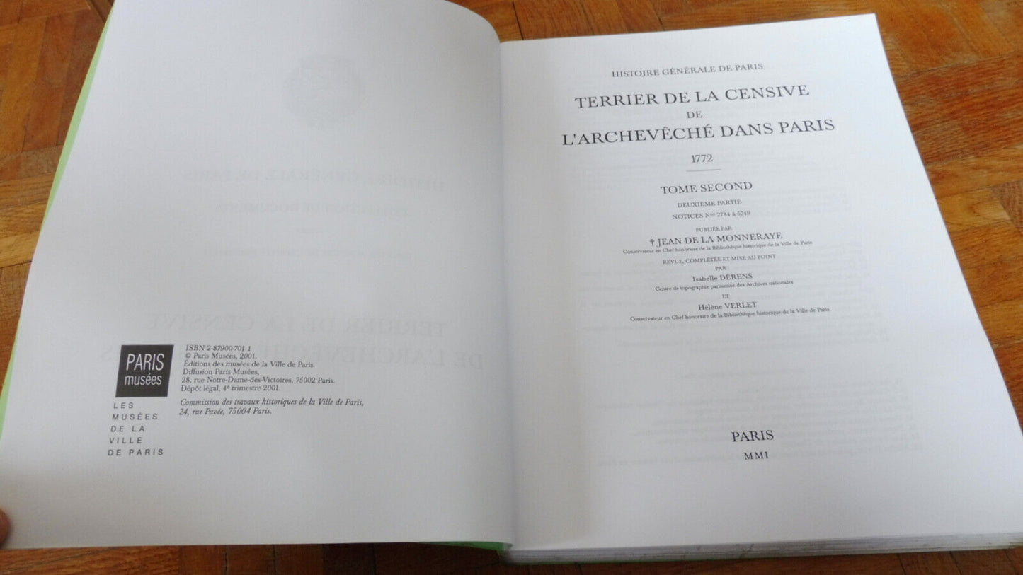 Terrier de la censive de l'archevêché dans Paris t.2 (De La Monneraye) 2001