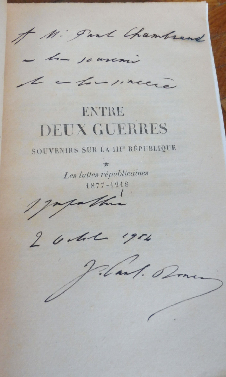 Entre deux guerres (J. Paul-Boncour) 1945 3/3 ENVOI