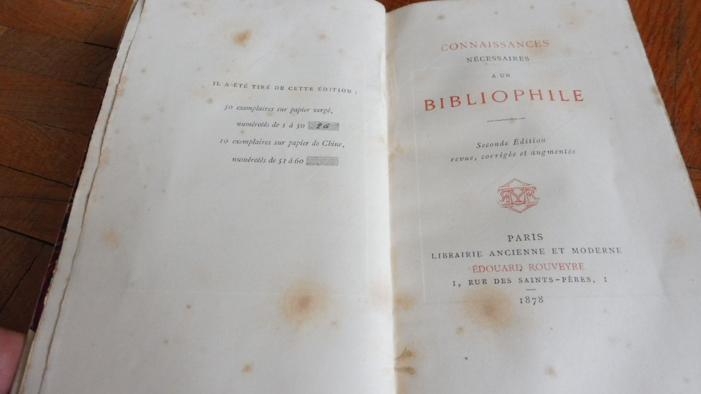 Connaissances nécessaires à un bibliophile (Édouard Rouveyre) 1878