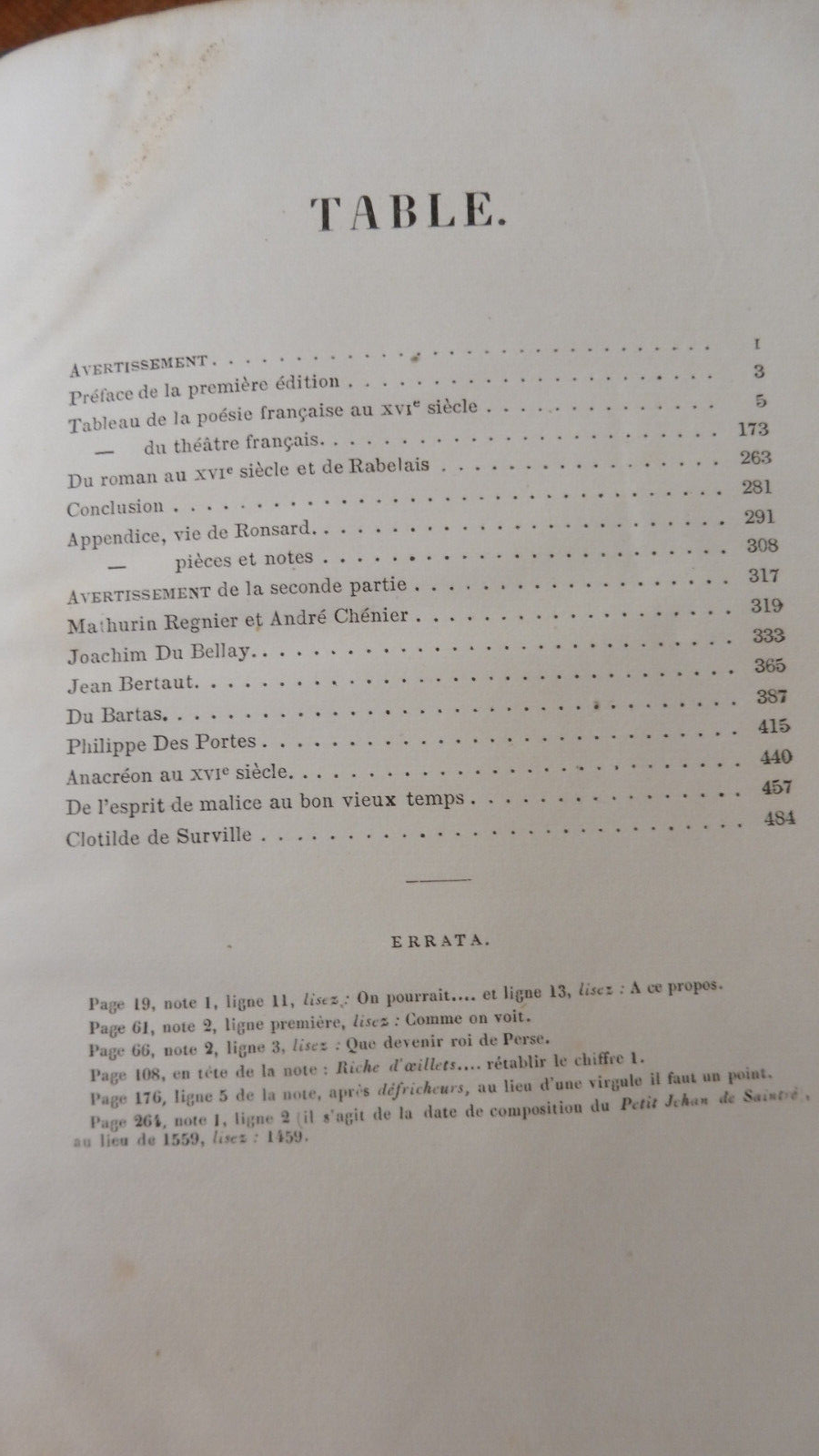 Tableau historique et critique de la poésie française (Sainte-Beuve) 1843