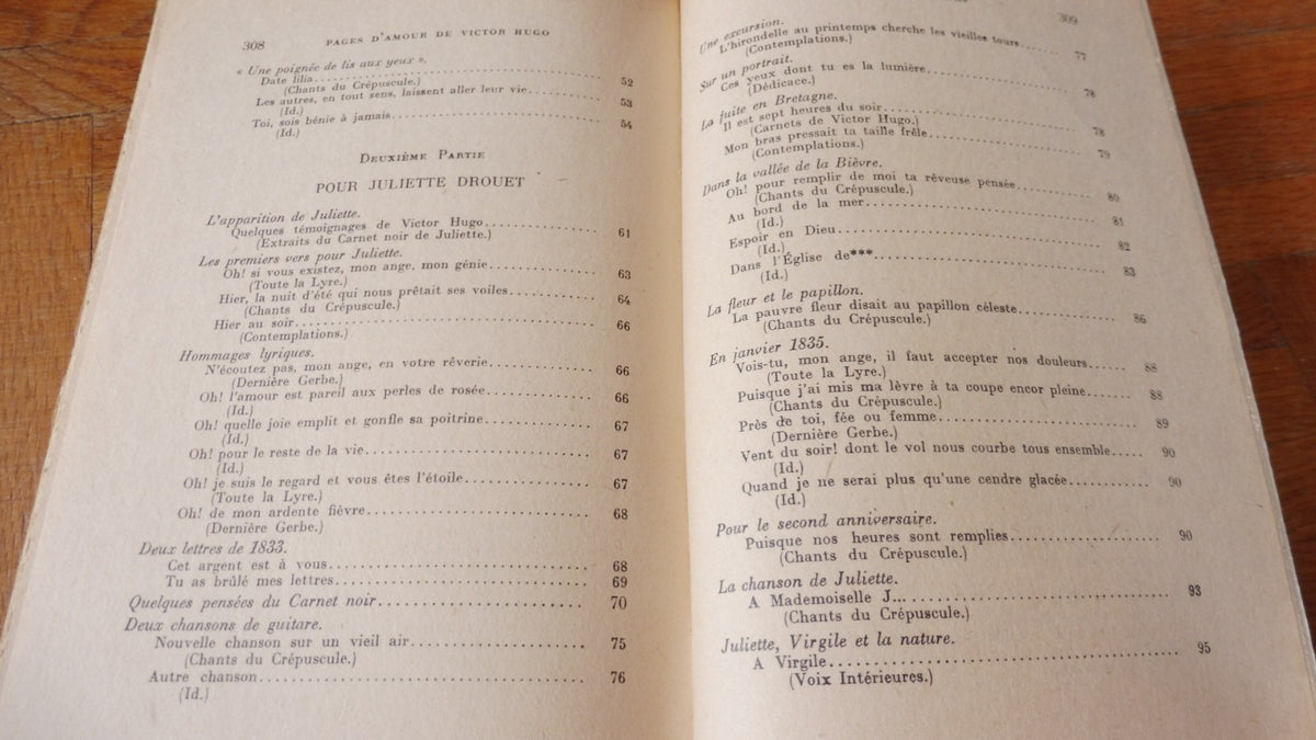 Pages d'amour pour Adèle Foucher, Juliette Drouet... (Victor Hugo) 1949