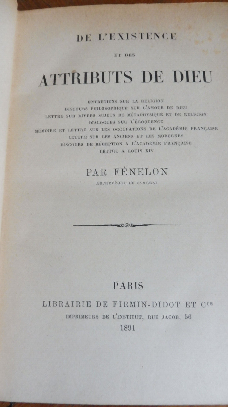 Existence et attributs de Dieu (Fénelon) 1891