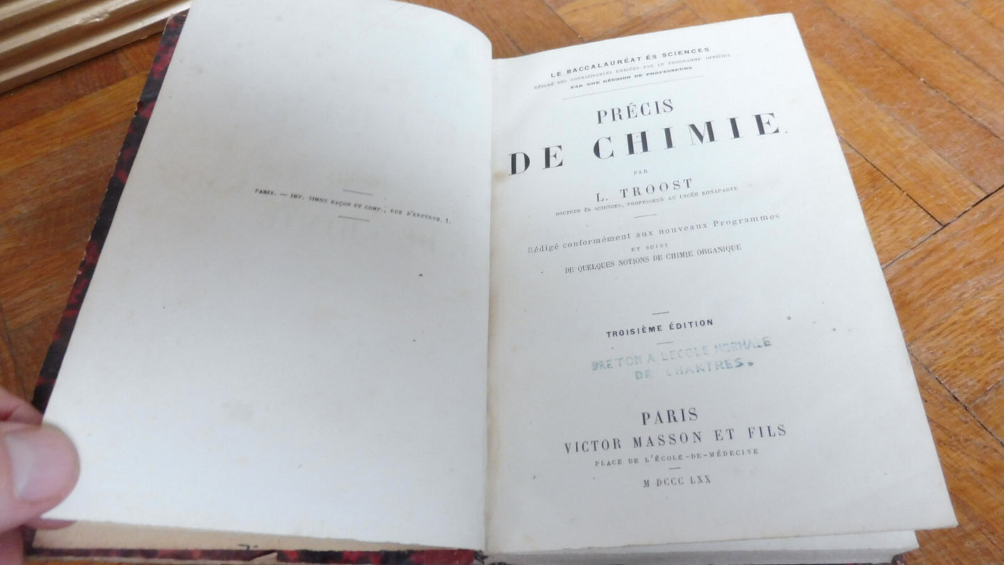 Précis de chimie (L. Troost) 1870