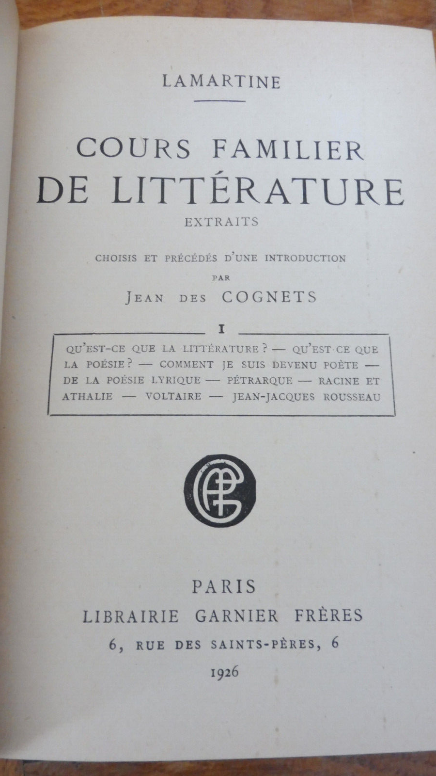Cours familiers de littérature (Lamartine) 1926 2/2