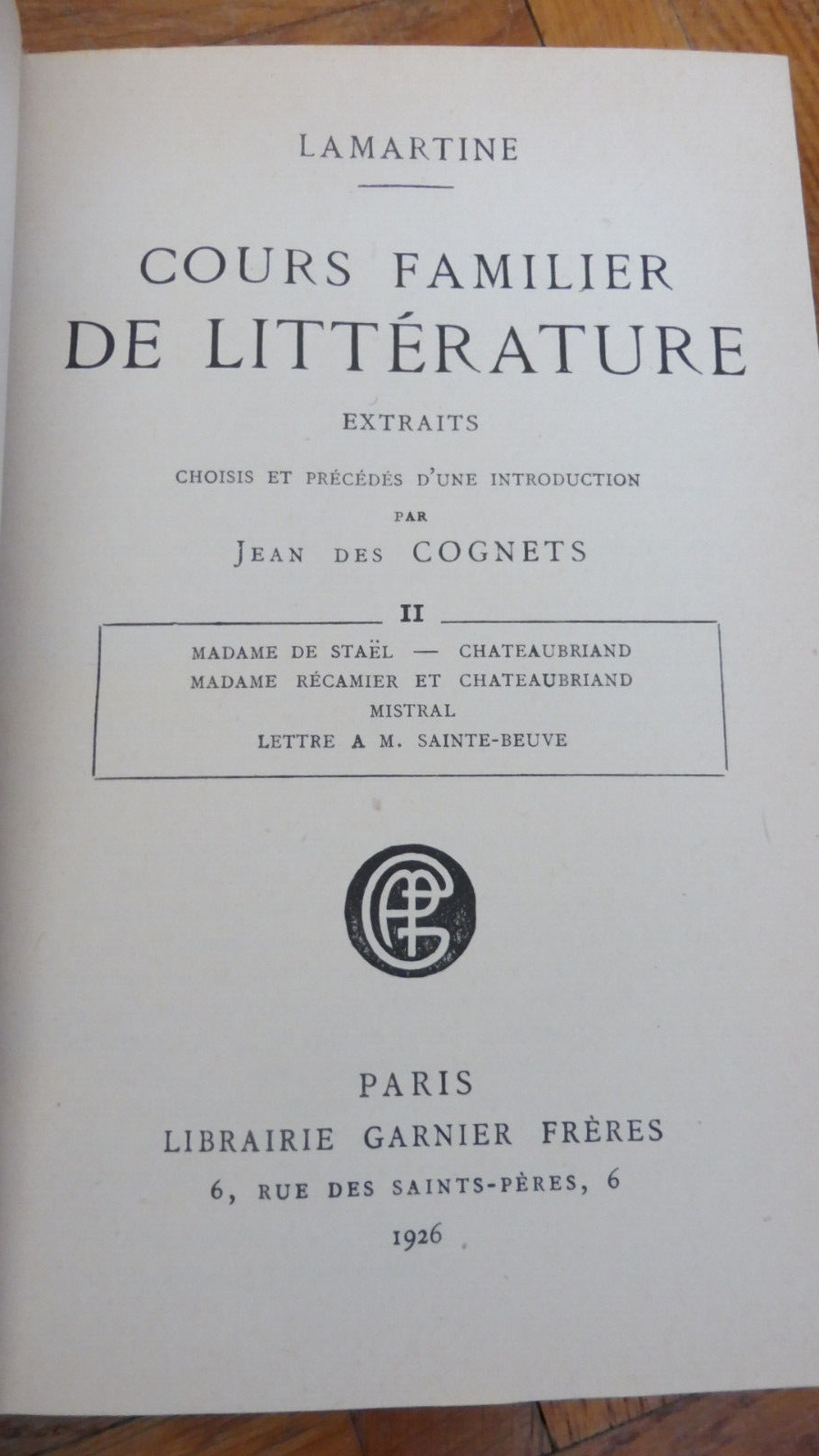 Cours familiers de littérature (Lamartine) 1926 2/2
