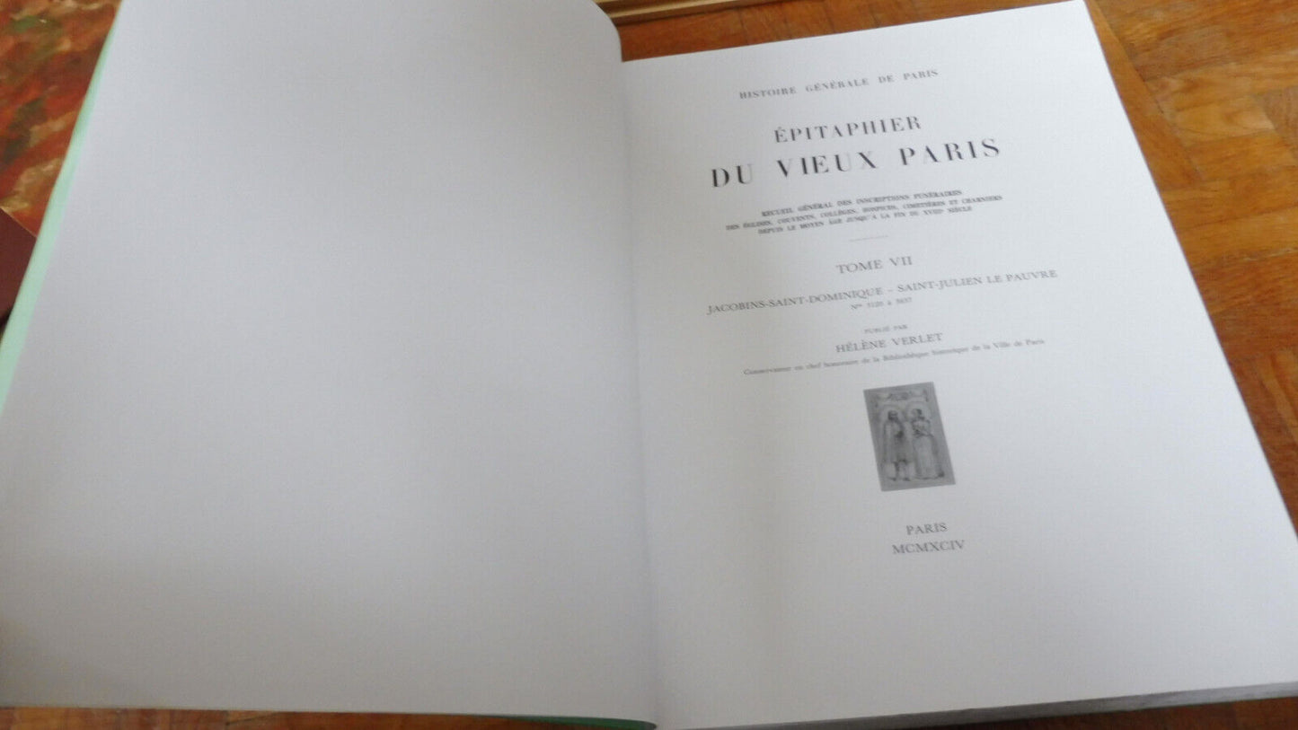 Epitaphier du vieux Paris. Tome 7 (Hélène Verlet) 1994