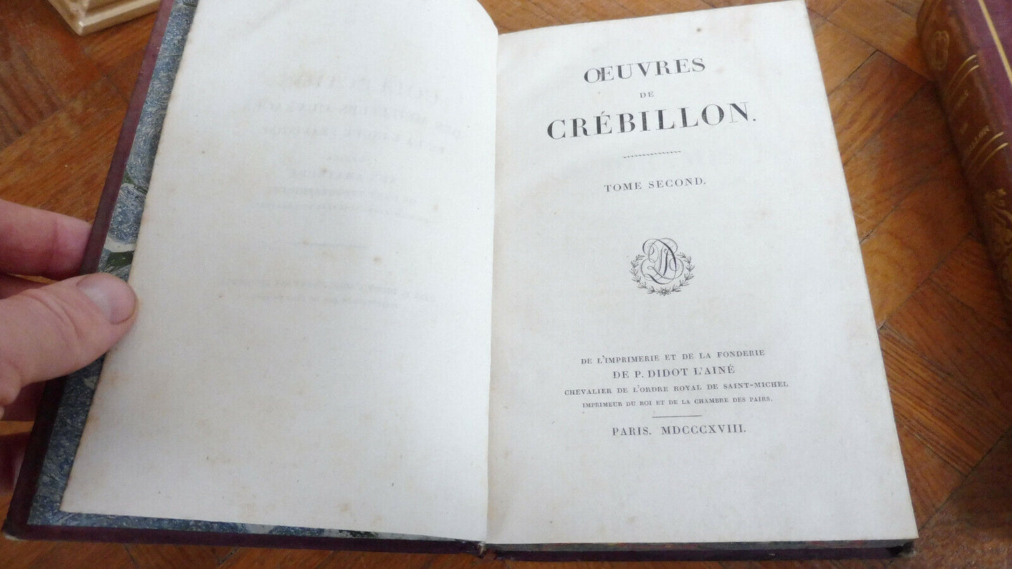 Oeuvres de Crébillon (Claude-Prosper Jolyot de Crébillon) 1818 2 vol. COMPLET