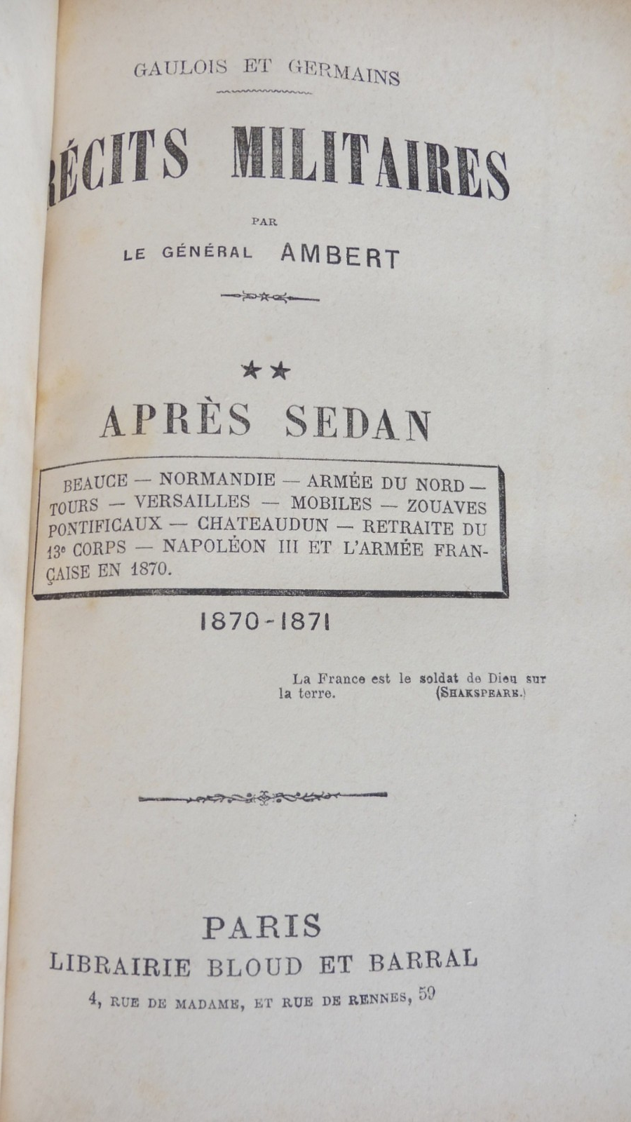 Récits militaires (Général Ambert) s.d. 4 vol. GUERRE 1870