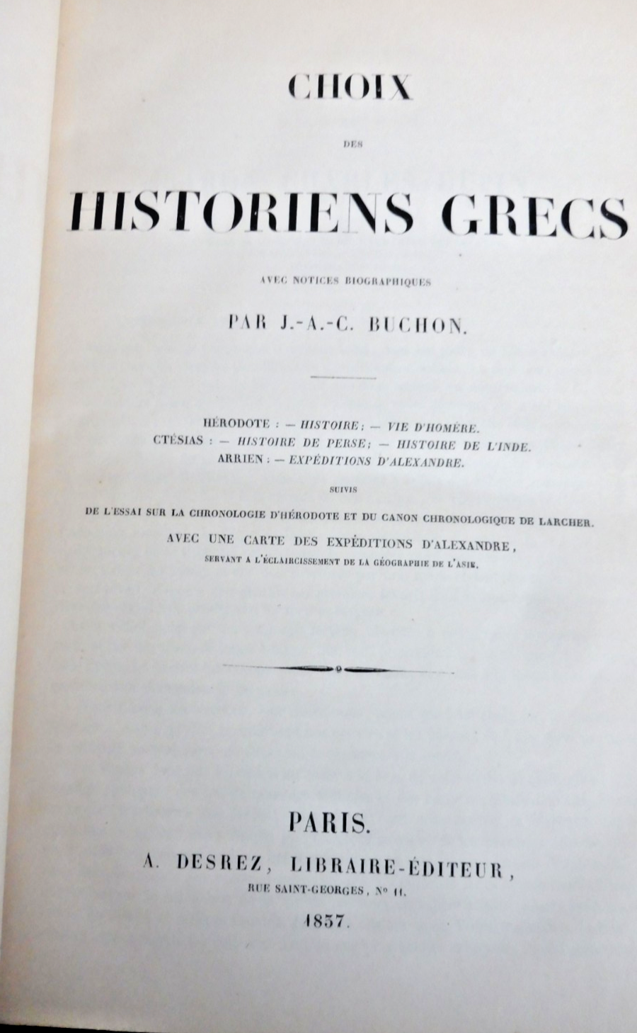 Choix des historiens grecs (Buchon trad., Hérodote, Ctésias, Arrien) 1857