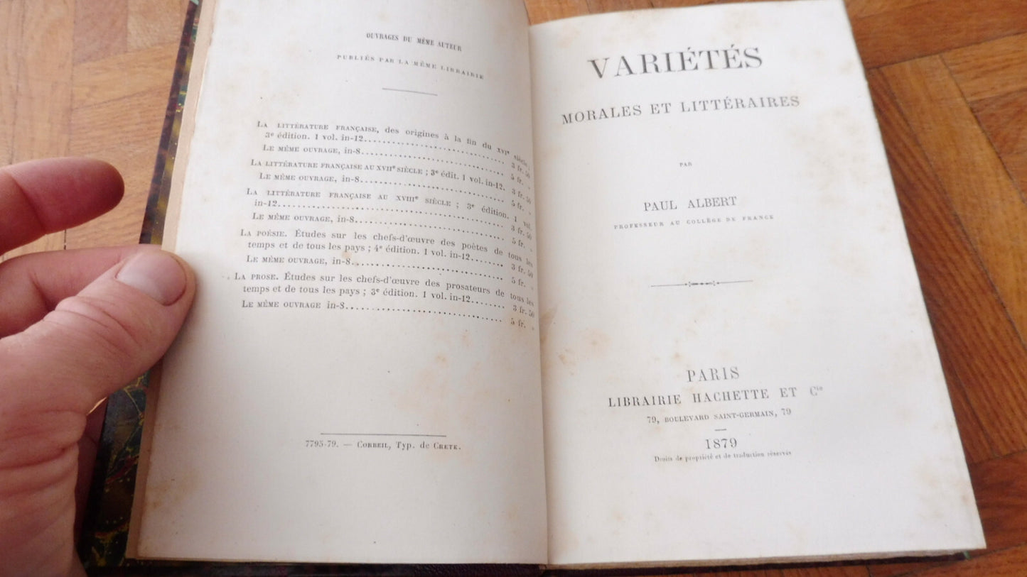 Variétés morales et littéraires (Paul Albert) 1879