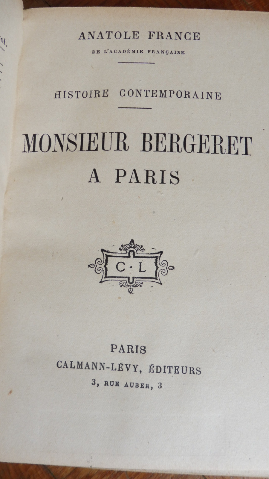 Monsieur Bergeret à Paris (Anatole France) 1918