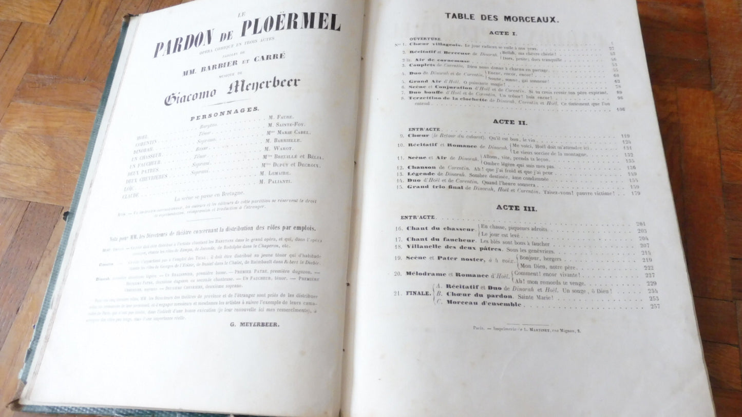 Le Pardon de Ploërmel (G. Meyerbeer) s.d. PARTITION