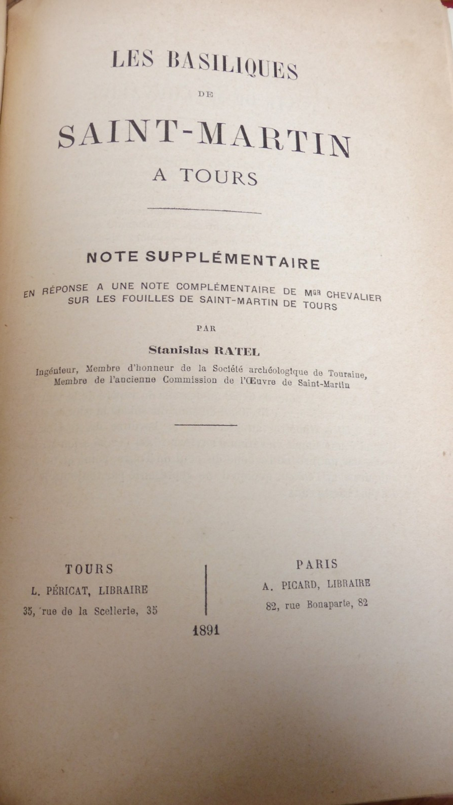 Les Basiliques de Saint-Martin à Tours (S. Ratel) 1886 ENVOI