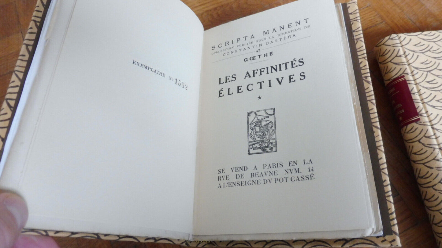 Les Affinités électives (Goethe) 1929 illus. Vibert 2/2 VELIN