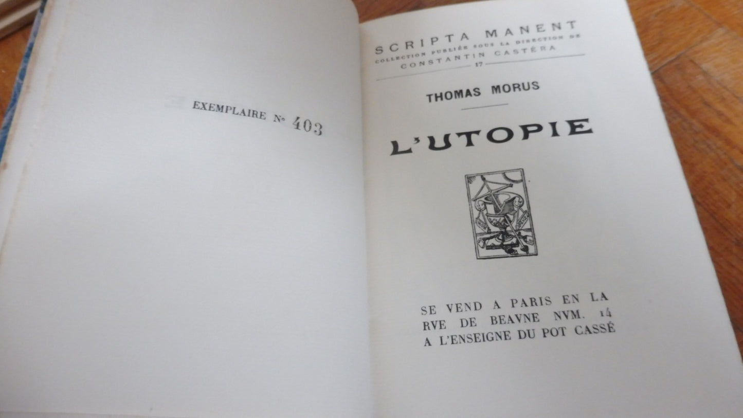 L'Utopie (Thomas Morus - Thomas More) 1927 CHESTERFIELD