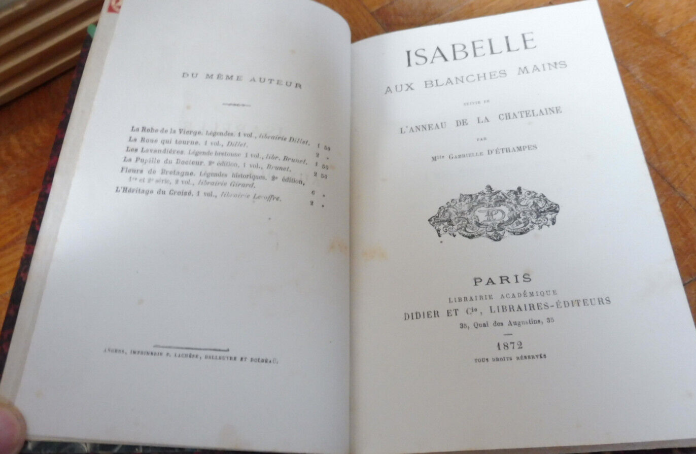 Isabelle aux blanches mains (Gabrielle d'Ethampes) 1872