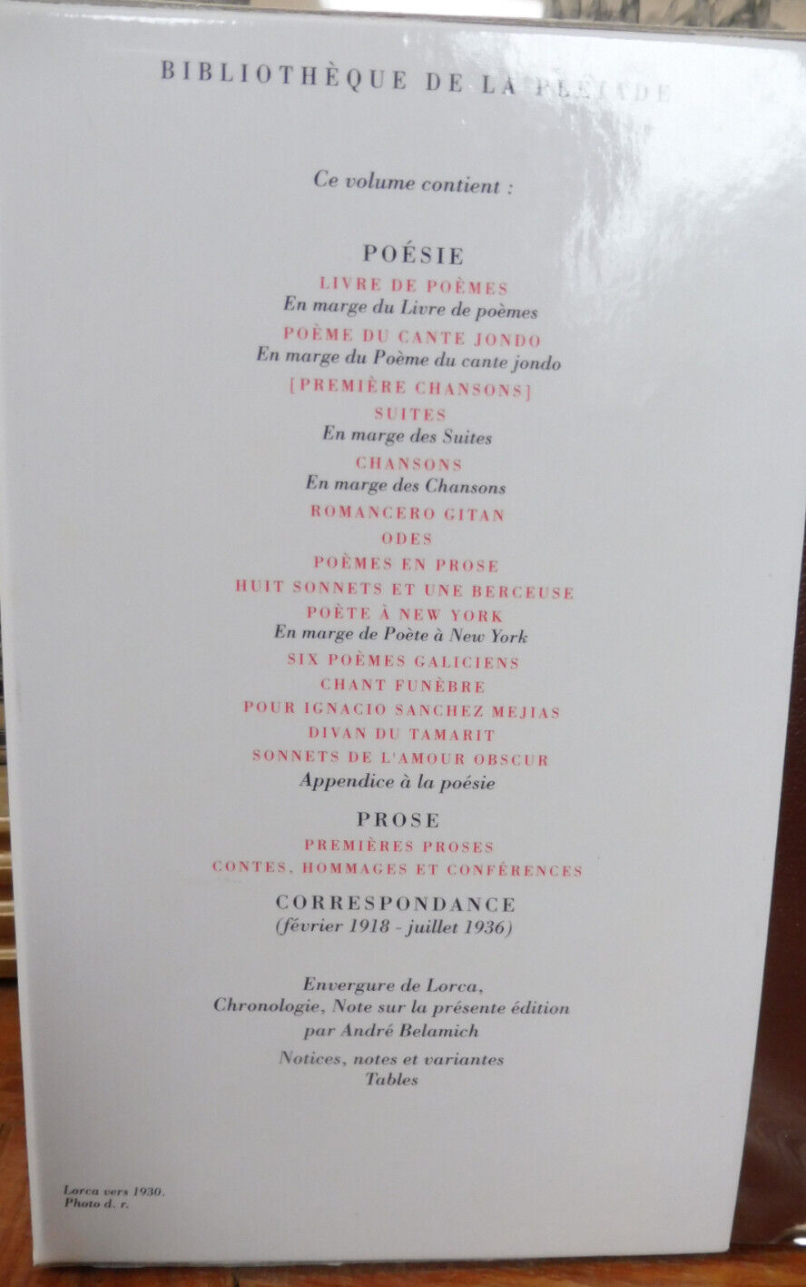 Oeuvres complètes de Garcia Lorca t.1 1991 PLEIADE TBE