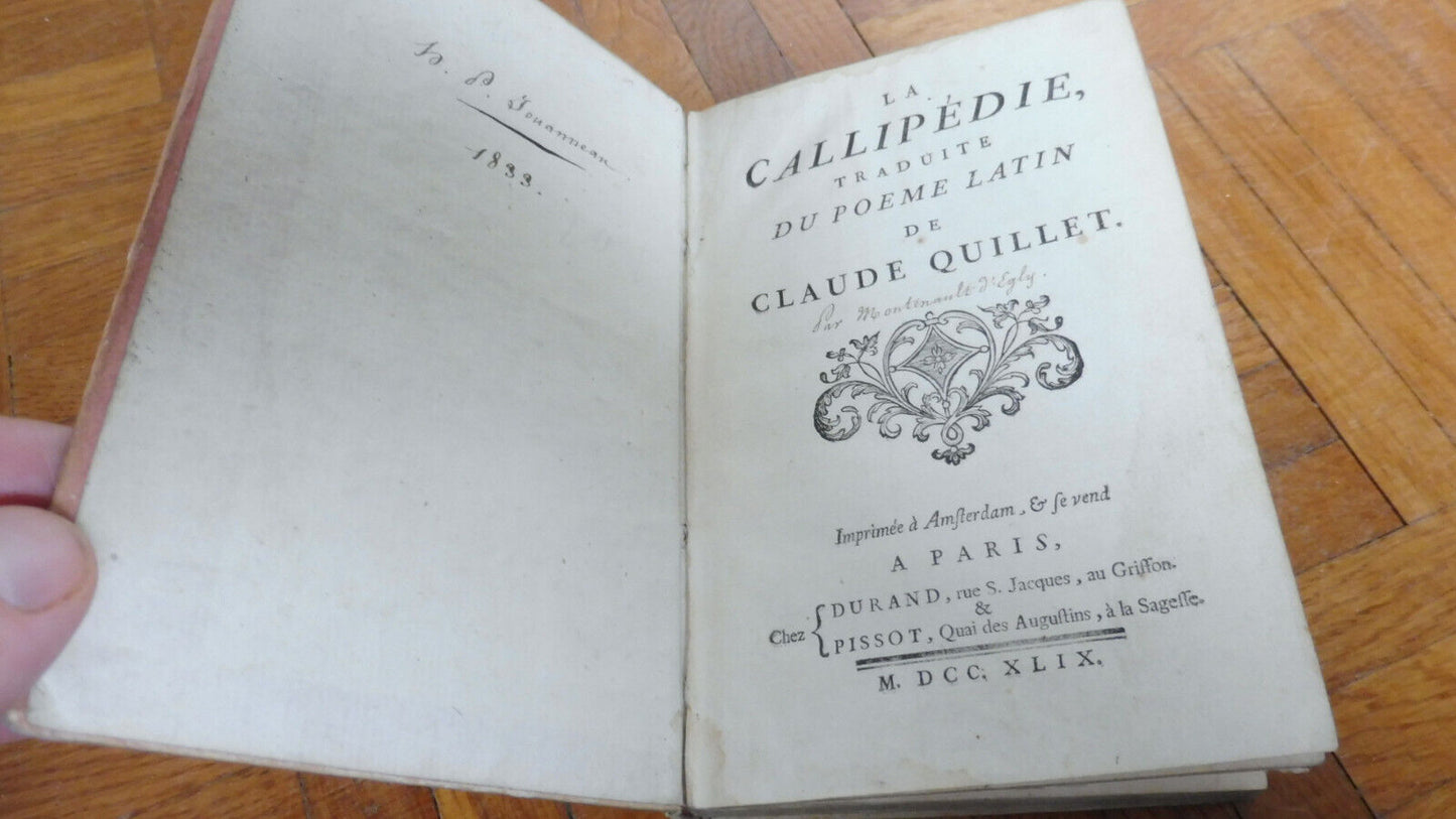 La Callipédie (Claude Quillet) 1749 LATIN-FRANCAIS EUGENISME