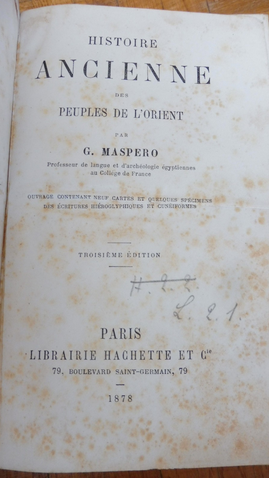 Histoire Ancienne des peuples de l'Orient (G. Maspero) 1878