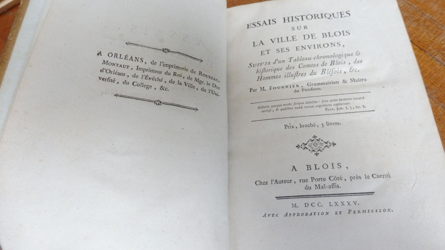 Essais sur la ville de Blois et ses environs (Fournier) 1785