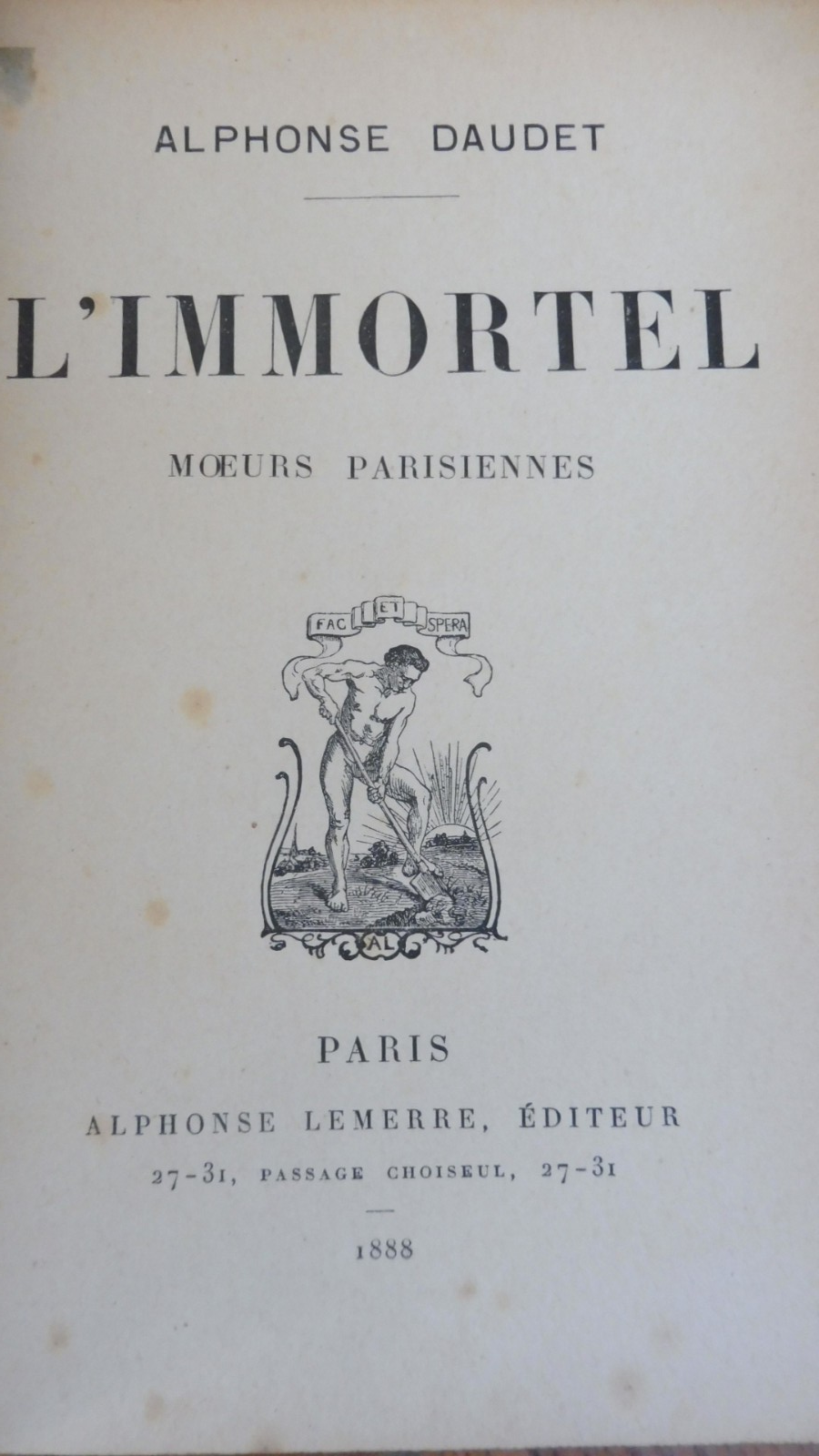 L'Immortel (Alphonse Daudet) 1888 EO