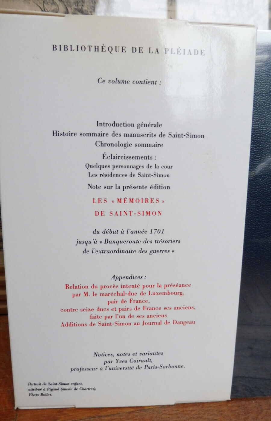 Mémoires de Saint-Simon I 1691-1701 1990 PLEIADE TBE