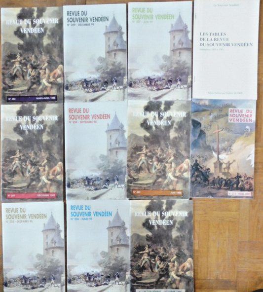 Lot revue du Souvenir vendéen. 10 vol. + table