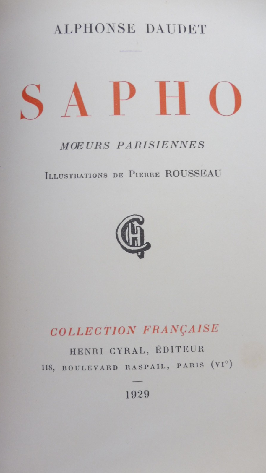 Sapho (Alphonse Daudet) 1939 illus. Rousseau VELIN