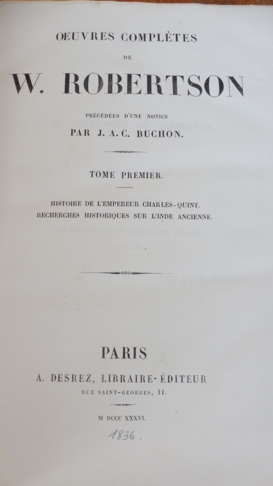 Oeuvres de W. Robertson 1836 2/2
