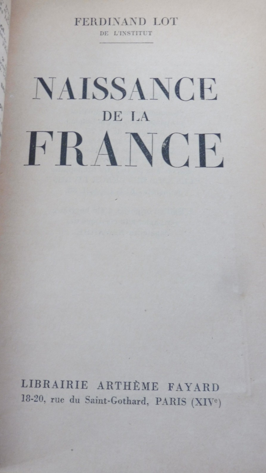 Naissance de la France (Ferdinand Lot) 1948