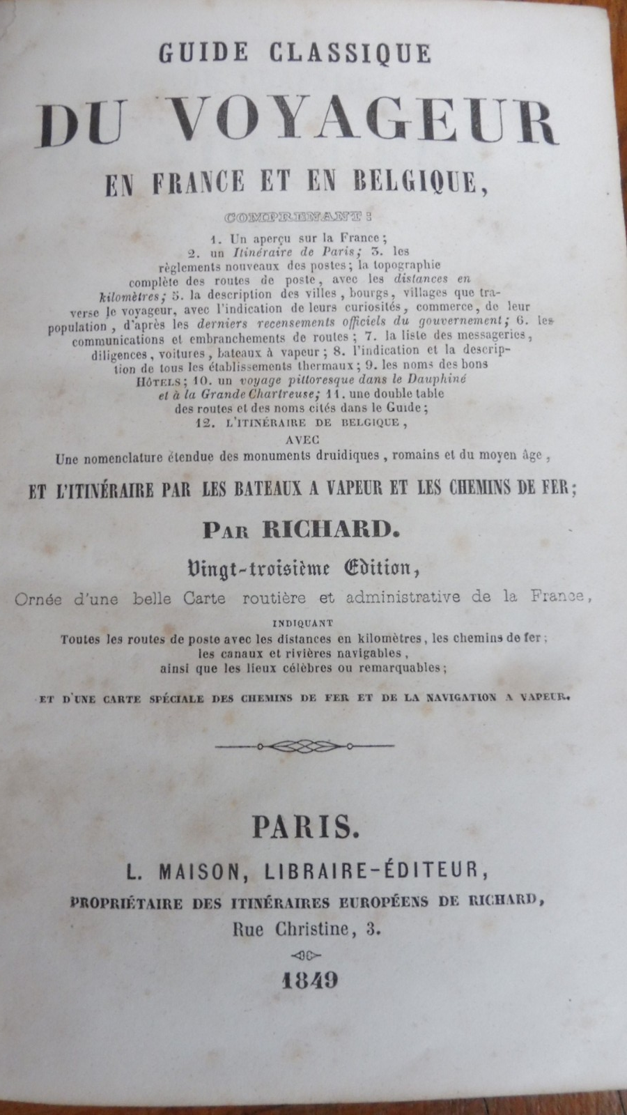 Guide classique du voyageur en France et en Belgique (Richard) 1849