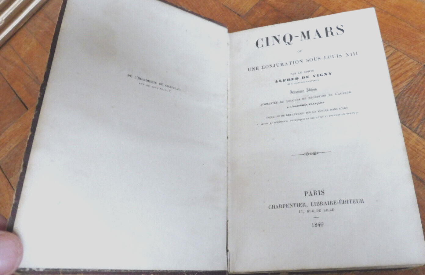 Cinq-mars ou une conjuration de Louis XIII (De Vigny) 1846