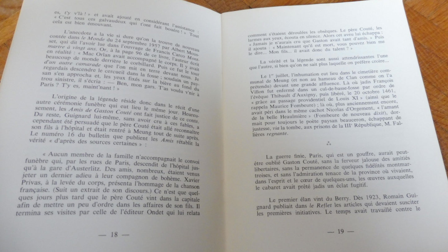 Gaston Couté. La vérité et la légende (Pierre-Valentin Berthier) 1980
