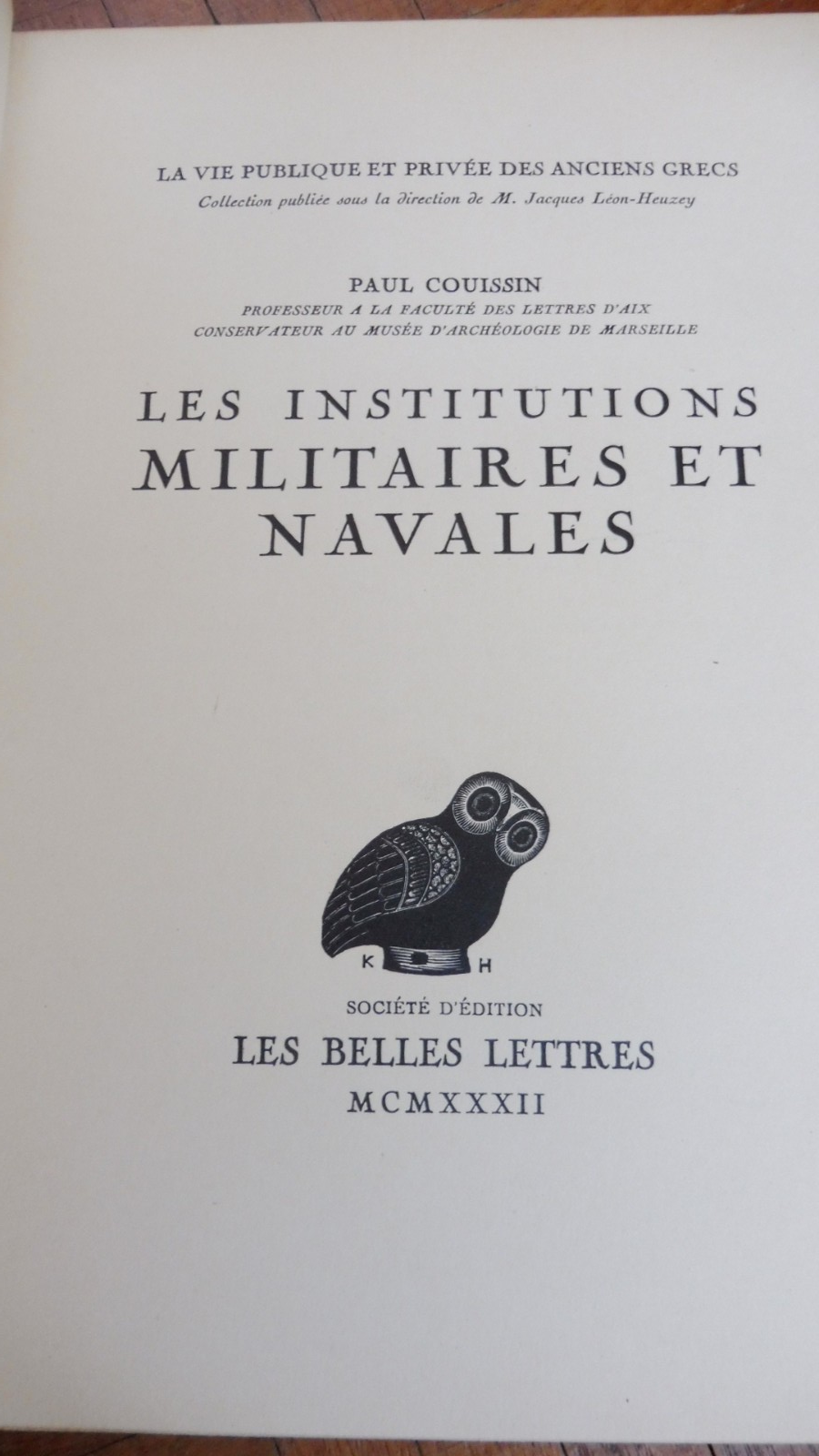 Les Institutions militaires et navales (Paul Couissin) 1932 GRECE ANTIQUE