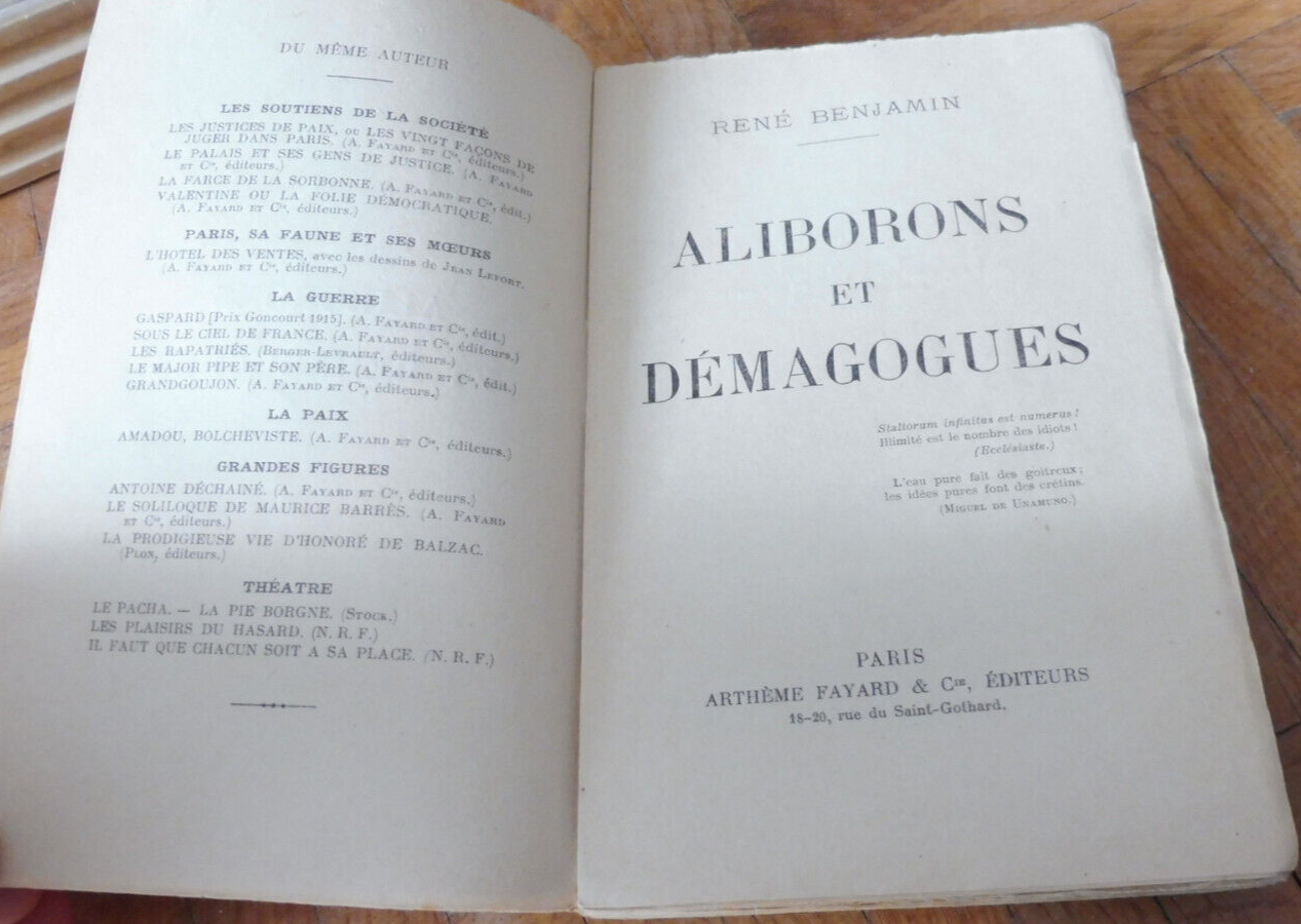 Aliborons et démagogues (René Benjamin) 1927 EO