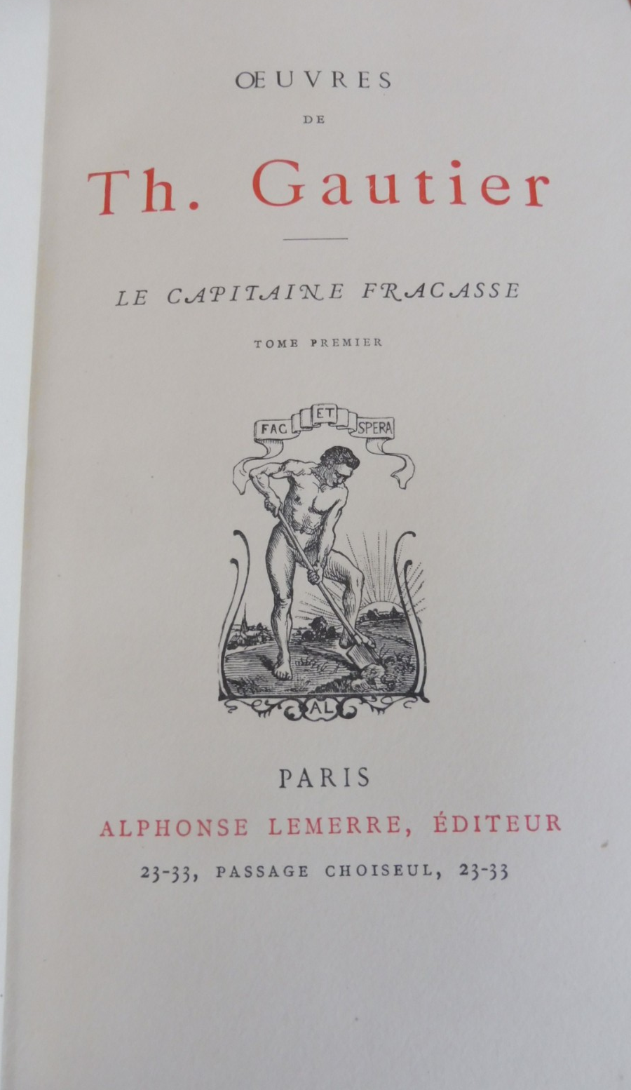 Le Capitaine Fracasse (Théophile Gautier) s.d. 2/2 + BILLET MANUSCRIT