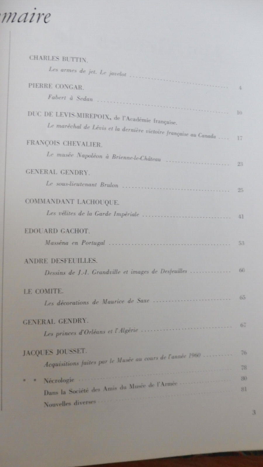 Bulletin de la Société des Amis du Musée de l'Armée. Années 1955-1961 2 vol.