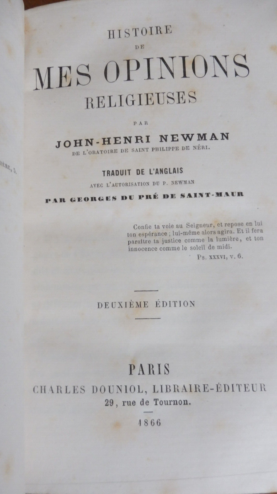 Histoire de mes opinions religieuses (John-Henry Newman) 1866