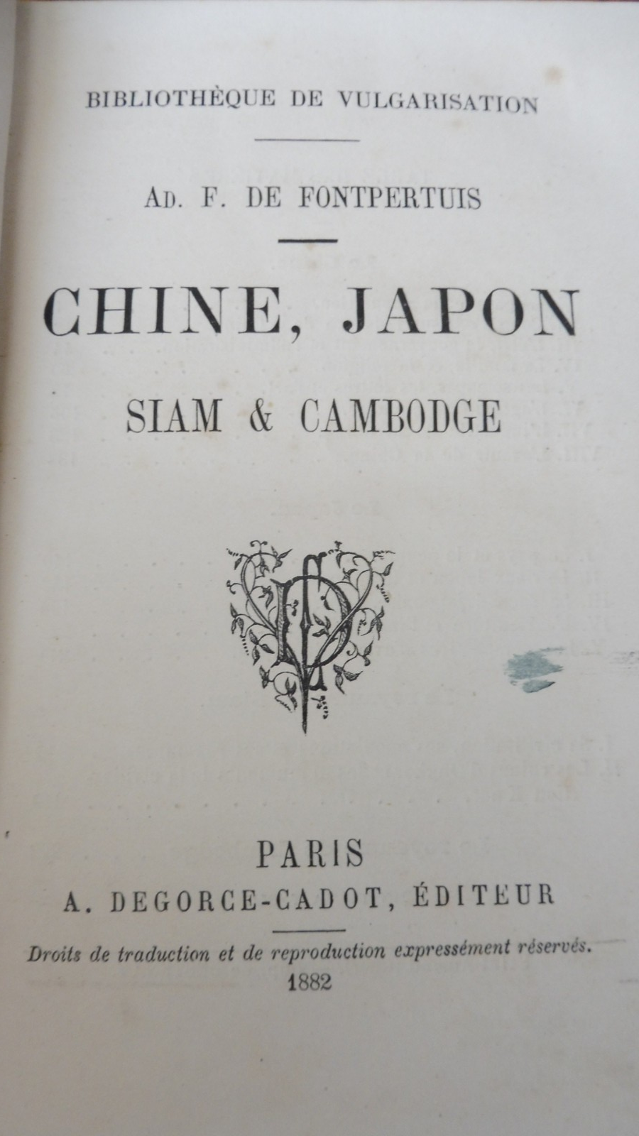 Chine, Japon, Siam et Cambodge (De Fontpertuis) 1882