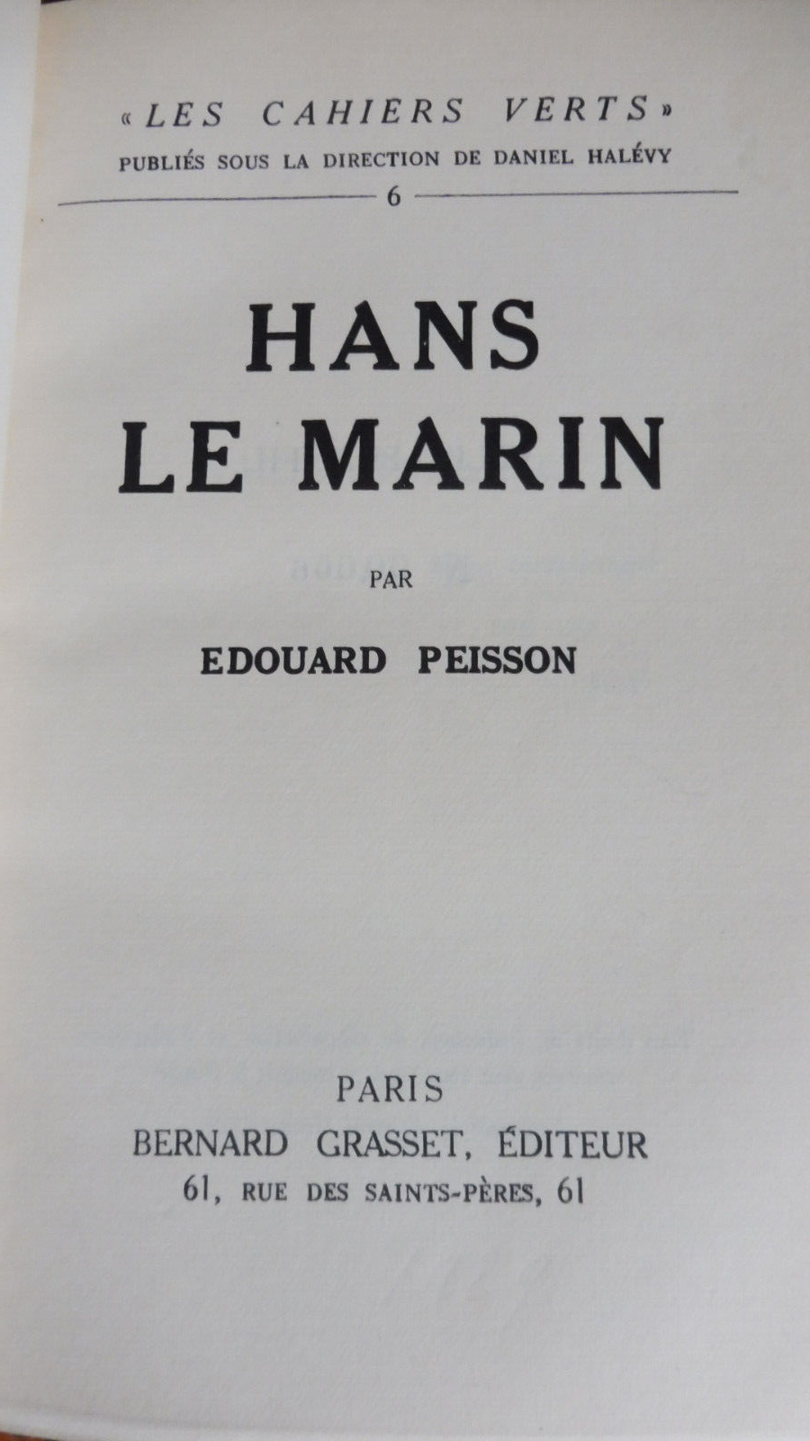 Hans le marin (Edouard Peisson) 1929 EO VELIN