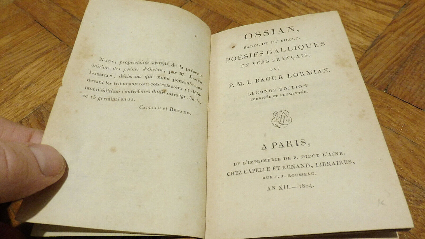 Poèmes d'Ossian (trad. par Baour Lormian) 1804