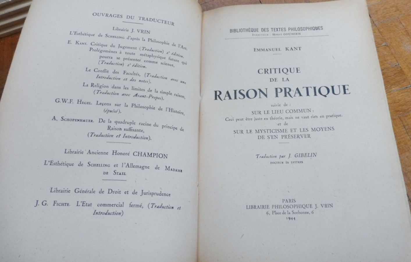 Critique de la raison pratique (Emmanuel Kant) 1945