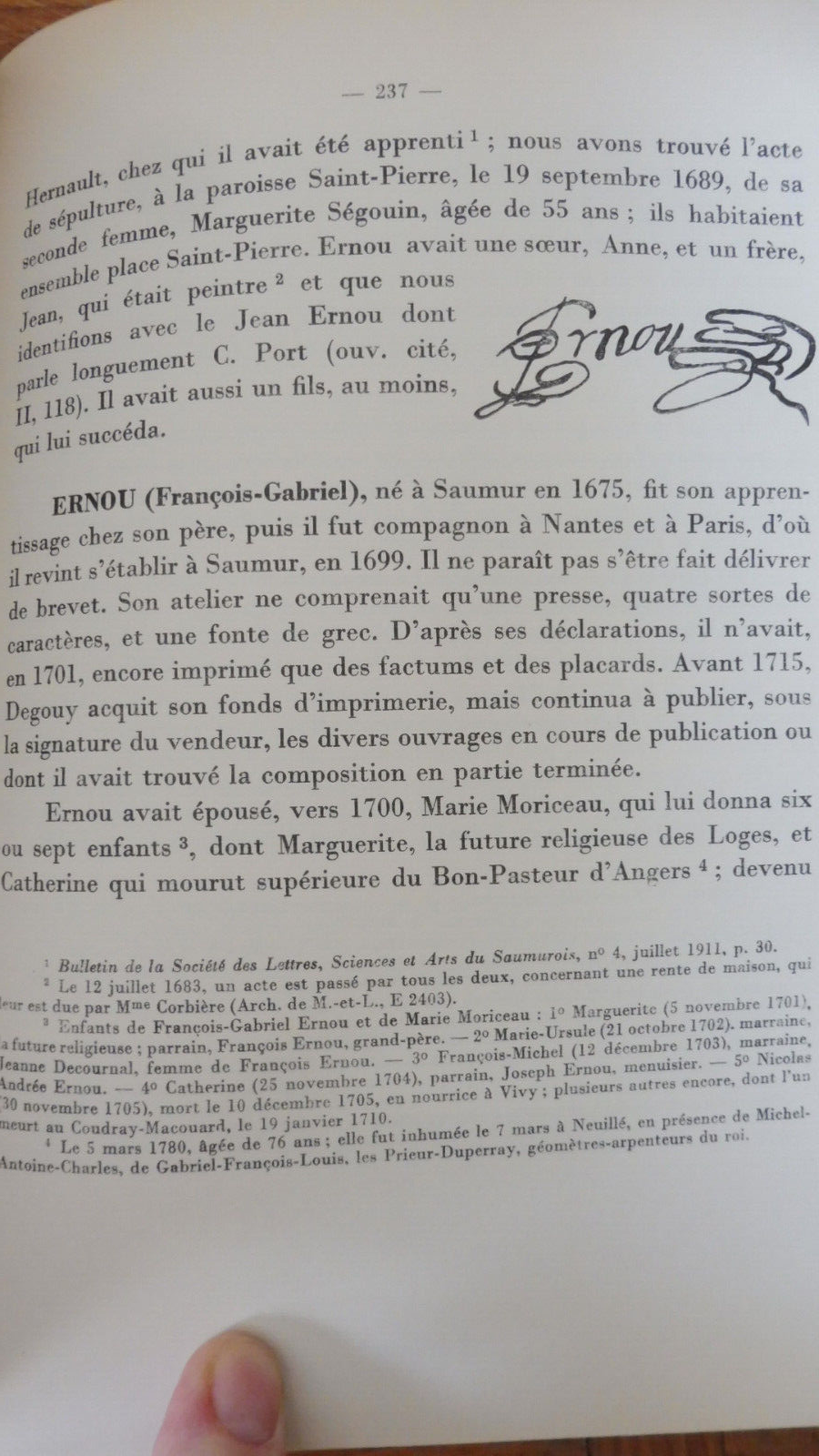 Imprimeurs et libraires de l'Anjou (Pasquier) 1932 BIBLIOPHILIE