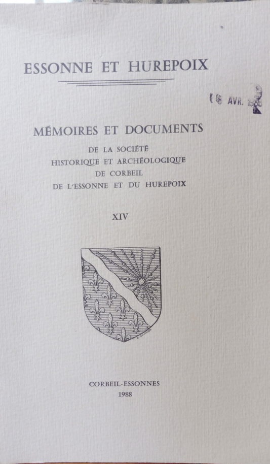 Mémoires et documents de la soc. archéologique Essonne et Hurepoix (Crocy) 1988