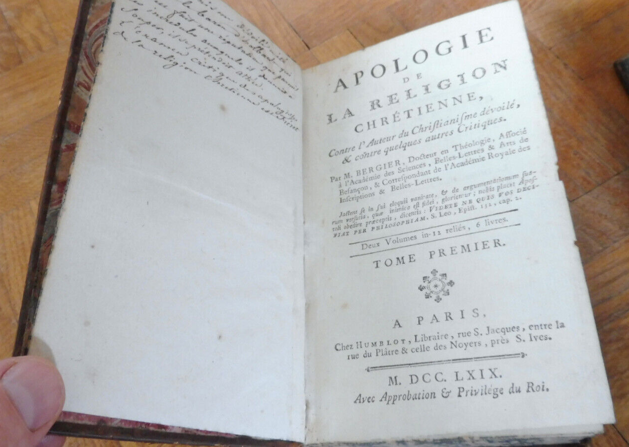 Apologie de la Religion (Bergier) 1769 2/2
