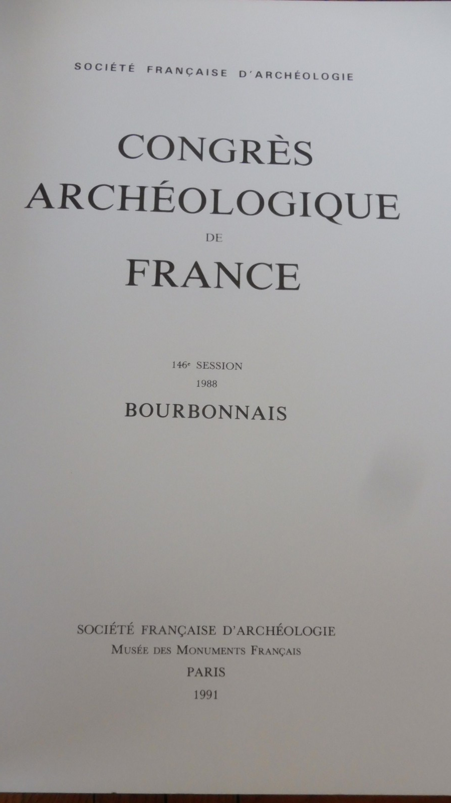 Congrès archéologique de France. Bourbonnais (Soc. Française d'Archéologie) 1991