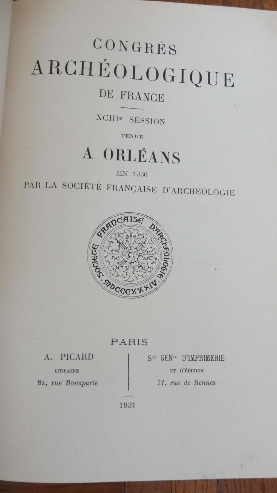Mémoires de la Société archéologique de l'Orléanais 1930