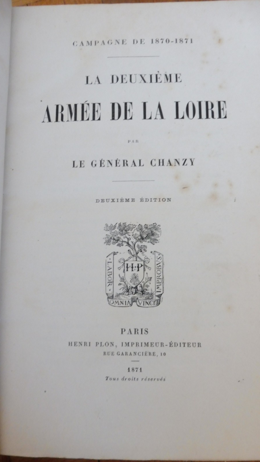 La Deuxième armée de Loire (Général Chanzy) 1871