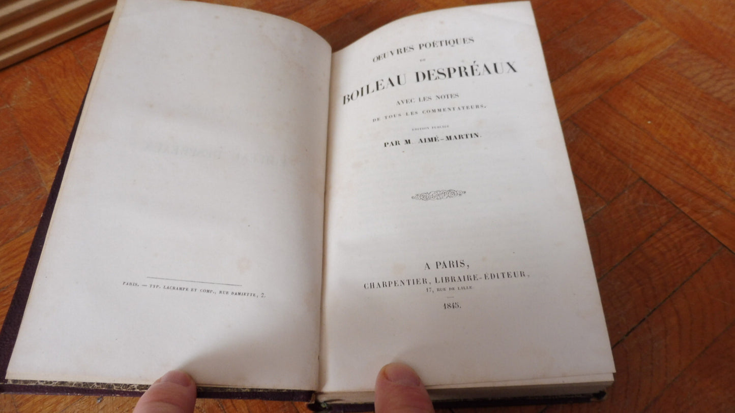 Oeuvres poétiques de Boileau Despréaux 1845